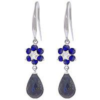 Sapphire and Diamond Daisy Chain Drop Earrings 7.55ctw in 9ct White Gold