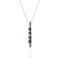 Sapphire Bar Pendant Necklace 0.35ctw in 9ct White Gold