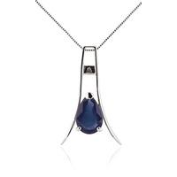 Sapphire Eiffel Pendant Necklace 1.5ct in 9ct White Gold