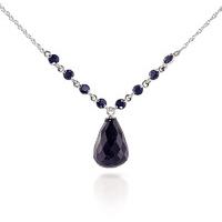 Sapphire Briolette Pendant Necklace 15.8ctw in 9ct White Gold