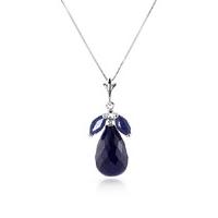 Sapphire and White Topaz Snowdrop Pendant Necklace 9.3ctw in 9ct White Gold