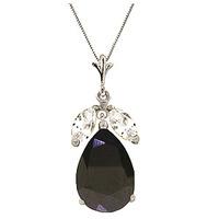 Sapphire and White Topaz Pendant Necklace 4.65ct in 9ct White Gold