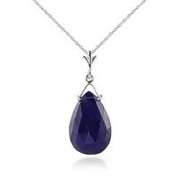 Sapphire Droplet Briolette Pendant Necklace 7.8ct in 9ct White Gold