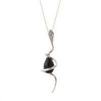 Sapphire and Diamond Serpent Pendant Necklace 3.3ct in 9ct White Gold