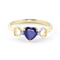 Sapphire and Diamond Trinity Ring 1.0ct in 9ct Gold