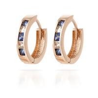 Sapphire and White Topaz Huggie Earrings 1.26ctw in 9ct Rose Gold