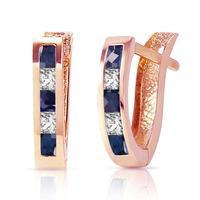 Sapphire and White Topaz Acute Huggie Earrings 1.26ctw in 9ct Rose Gold