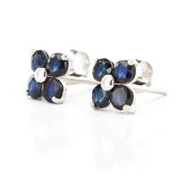 Sapphire Clover Stud Earrings 1.15ctw in 9ct White Gold