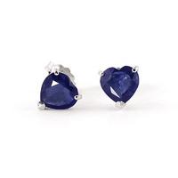 Sapphire Heart Stud Earrings 3.1ctw in 9ct White Gold