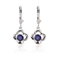 Sapphire Corona Drop Earrings 1.1ctw in 9ct White Gold