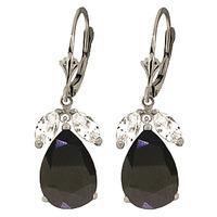 Sapphire and White Topaz Drop Earrings 9.3ctw in 9ct White Gold