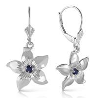 Sapphire Flower Star Drop Earrings 0.2ctw in 9ct White Gold