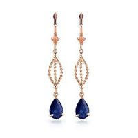 Sapphire Sceptre Drop Earrings 3.0ctw in 9ct Rose Gold