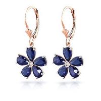 Sapphire and Diamond Flower Petal Drop Earrings 4.4ctw in 9ct Rose Gold