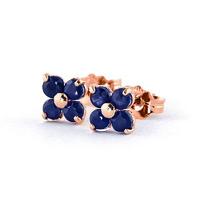 Sapphire Clover Stud Earrings 1.15ctw in 9ct Rose Gold