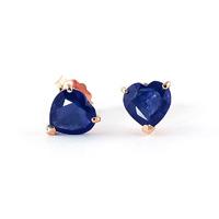 Sapphire Heart Stud Earrings 3.1ctw in 9ct Rose Gold