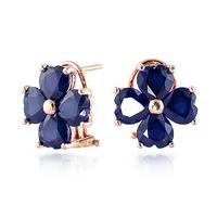 Sapphire Flower Heart Stud Earrings 7.2ctw in 9ct Rose Gold