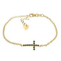 Sapphire Adjustable Cross Bracelet 0.3ct in 9ct Gold
