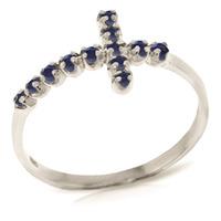 Sapphire Cross Ring 0.3ct in 9ct White Gold