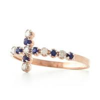 Sapphire and Diamond Cross Ring 0.15ctw in 9ct Rose Gold