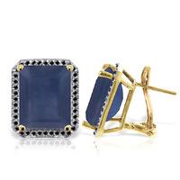 Sapphire and Diamond Stud French Clip Halo Earrings 12.8ctw in 9ct Gold