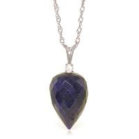 Sapphire and Diamond Pendant Necklace 12.9ct in 9ct White Gold