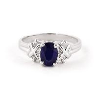 sapphire and diamond ring 135ct in 9ct white gold