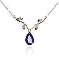 Sapphire and Diamond Vine Branch Pendant Necklace 1.5ct in 9ct Rose Gold