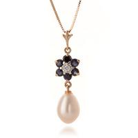 sapphire and diamond flower pendant necklace 38ctw in 9ct rose gold