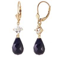 Sapphire and White Topaz Drop Earrings 18.6ctw in 9ct Gold