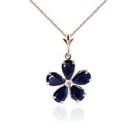 Sapphire and Diamond Flower Petal Pendant Necklace 2.2ctw in 9ct Rose Gold