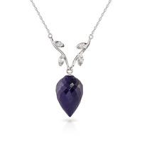 Sapphire and Diamond Pendant Necklace 12.9ct in 9ct White Gold