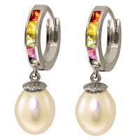 Sapphire and Pearl Earrings 9.3ctw in 9ct White Gold