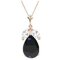 sapphire and white topaz pendant necklace 465ct in 9ct rose gold