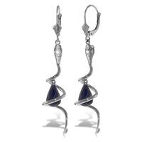 Sapphire and Diamond Serpent Earrings 6.6ctw in 9ct White Gold