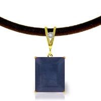 Sapphire and Diamond Leather Pendant Necklace 7.0ct in 9ct Gold