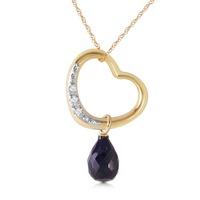 Sapphire and Diamond Pendant Necklace 3.3ct in 9ct Gold