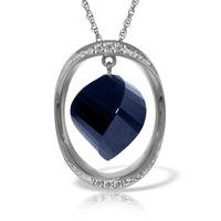 Sapphire and Diamond Pendant Necklace 15.25ct in 9ct White Gold