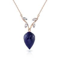 sapphire and diamond pendant necklace 129ct in 9ct rose gold