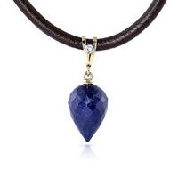 Sapphire and Diamond Leather Pendant Necklace 13.0ct in 9ct Gold