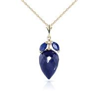 Sapphire Briolette Pendant Necklace 13.4ctw in 9ct Gold