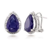 Sapphire and Diamond French Clip Halo Earrings 10.2ctw in 9ct White Gold