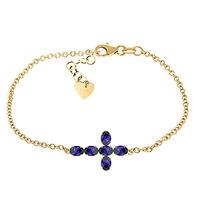 Sapphire Adjustable Cross Bracelet 1.7ctw in 9ct Gold