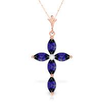 Sapphire and Diamond Pendant Necklace 1.08ctw in 9ct Rose Gold