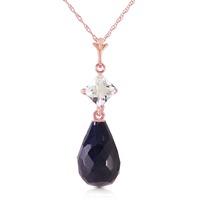 sapphire and white topaz pendant necklace 93ctw in 9ct rose gold