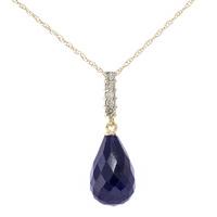 Sapphire and Diamond Pendant Necklace 8.8ct in 9ct Gold