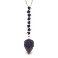 Sapphire Briolette Pendant Necklace 14.55ctw in 9ct White Gold