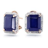 Sapphire and Diamond French Clip Halo Earrings 12.8ctw in 9ct Rose Gold