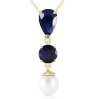 sapphire and pearl pendant necklace 505ctw in 9ct gold