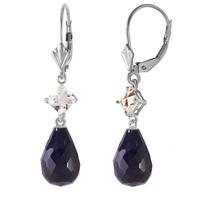 Sapphire and White Topaz Drop Earrings 18.6ctw in 9ct White Gold